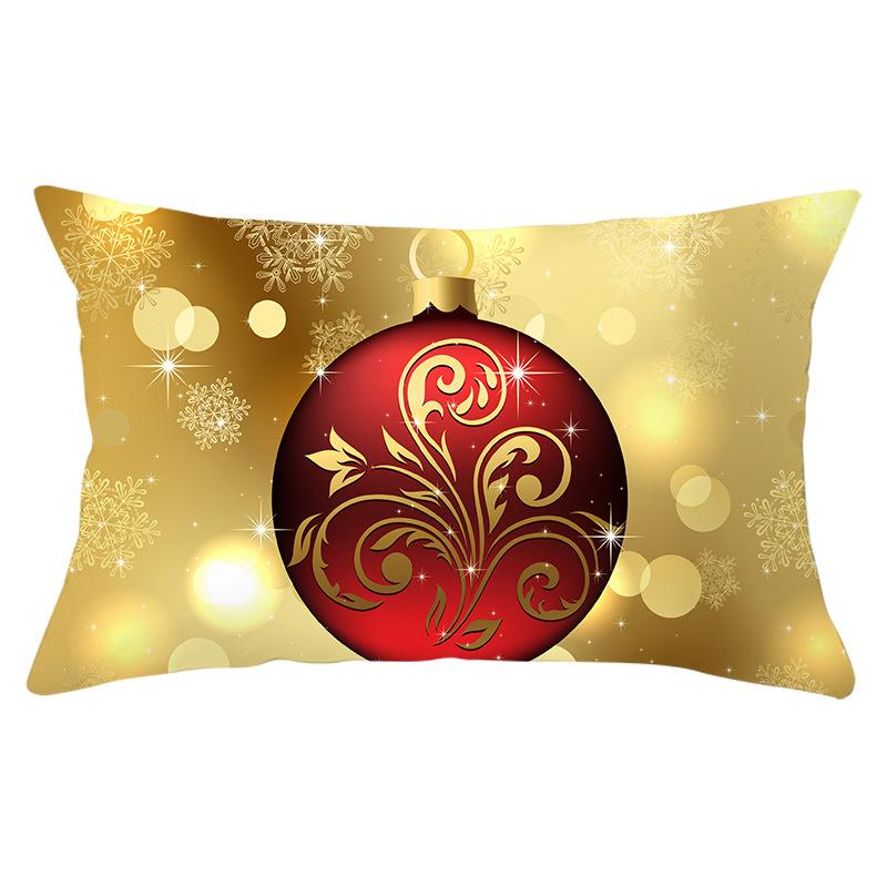 New Christmas Peach Skin Waist Pillowcase Gold Series Sofa Cushion Cover Bedside Pillow Cover
