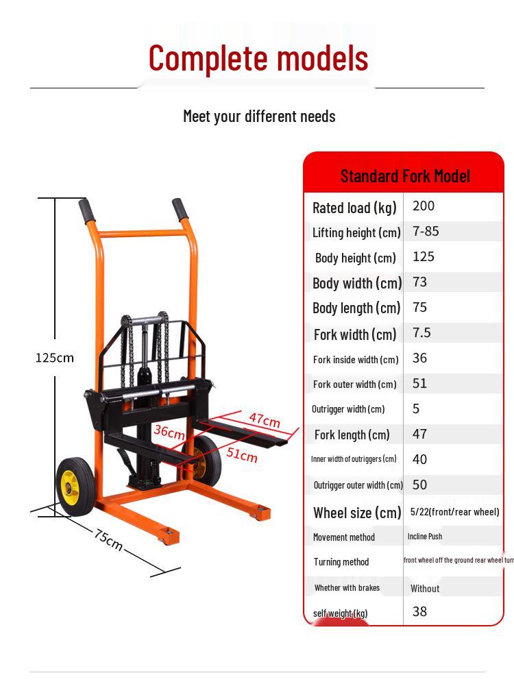 Compact Lightweight Electric Manual Hydraulic Forklift with Foldable Stacker