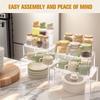 4 Pack Clear Acrylic Shelf Organizer Shelf Risers Kitchen Counter Shelves Organizer for Dishes Spices Soda Cans and Bottles