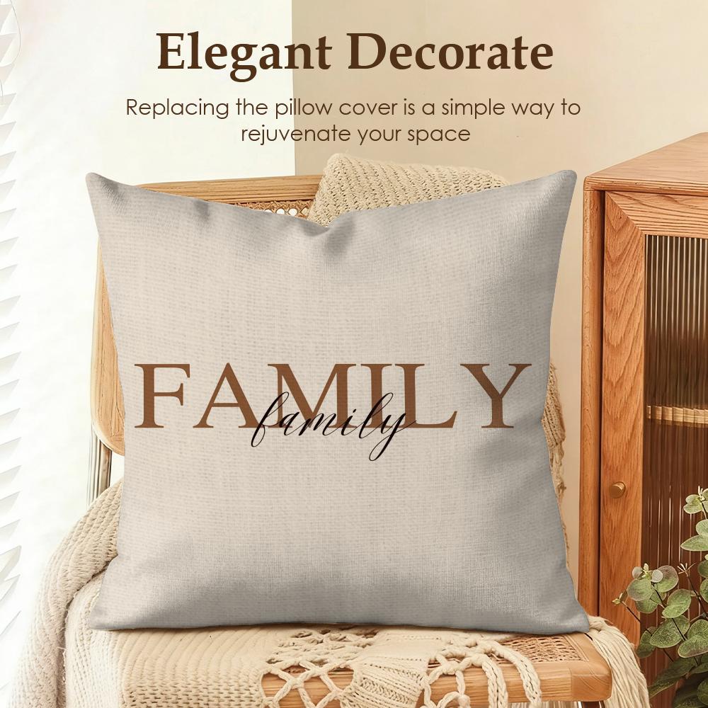 Simplicity Fashion Text Love Cushion Cover Natural Linen Organic Fabric Double-Sided Printing Sofa Home Decor Gift Pillow Case
