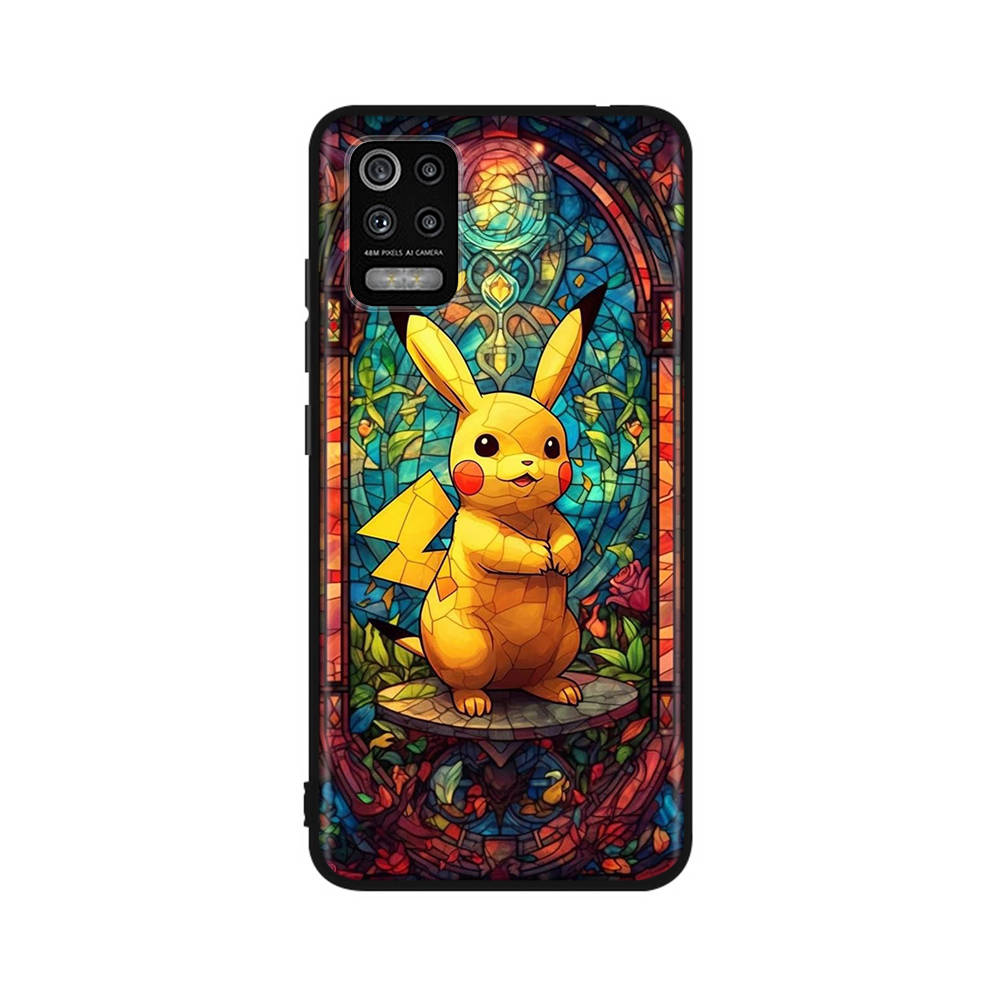 CT56 Pikachu Hülle für iPhone 16 15 Plus 14 13 12 11 Pro 8 7 6S 6 SE 5S X XR XS Max Realme C30 C33 C31 9I Huawei P30 Schwarze Sofe-Hülle