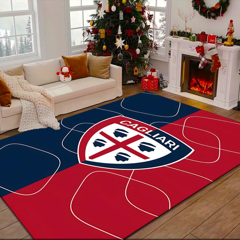 1PC Football Cagliari Design Rug Game Carpet, Floor Mat for Bedroom Living Room Entryway Rug, Home Decor Idea Gift for Christmas birthday
