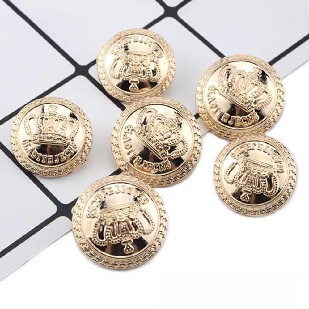 Set of 10 Crown Shaped Fashionable Vintage Metal Buttons for Sewing Supplies, Suitable for British Style Suits and Jacket Trims