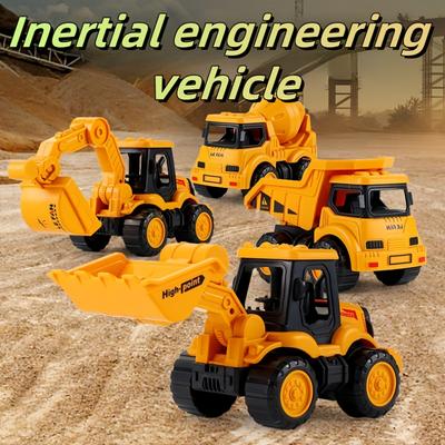 4er Set Trägheits-Baufahrzeugspielzeug, Sandkasten-Bagger-Spielzeugset, Bauwagen-Spielzeug, Enthält Bagger, Planierraupe, Schlammtransporter, Bestes Geburtstagsgeschenk