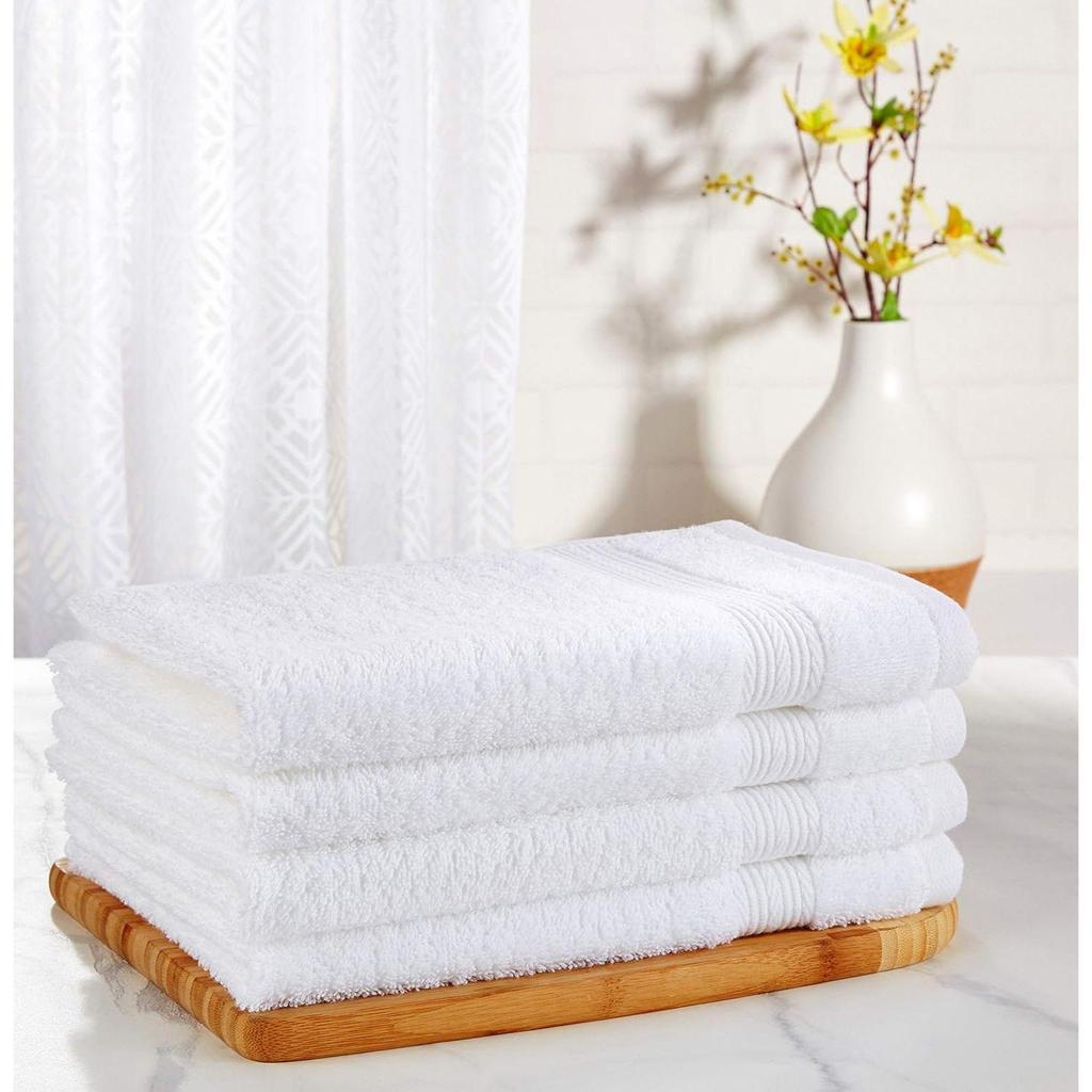 100% Cotton 4 Piece Hand Towel Set, 500 GSM (White)