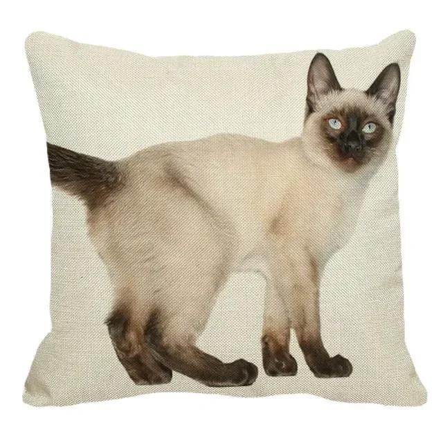 Thailand Cat Theme Pattern Double-Sided Printed Pillow Cover Short Plush Suitable Living Rooms Bedrooms Sofa Throw Cushion Cover