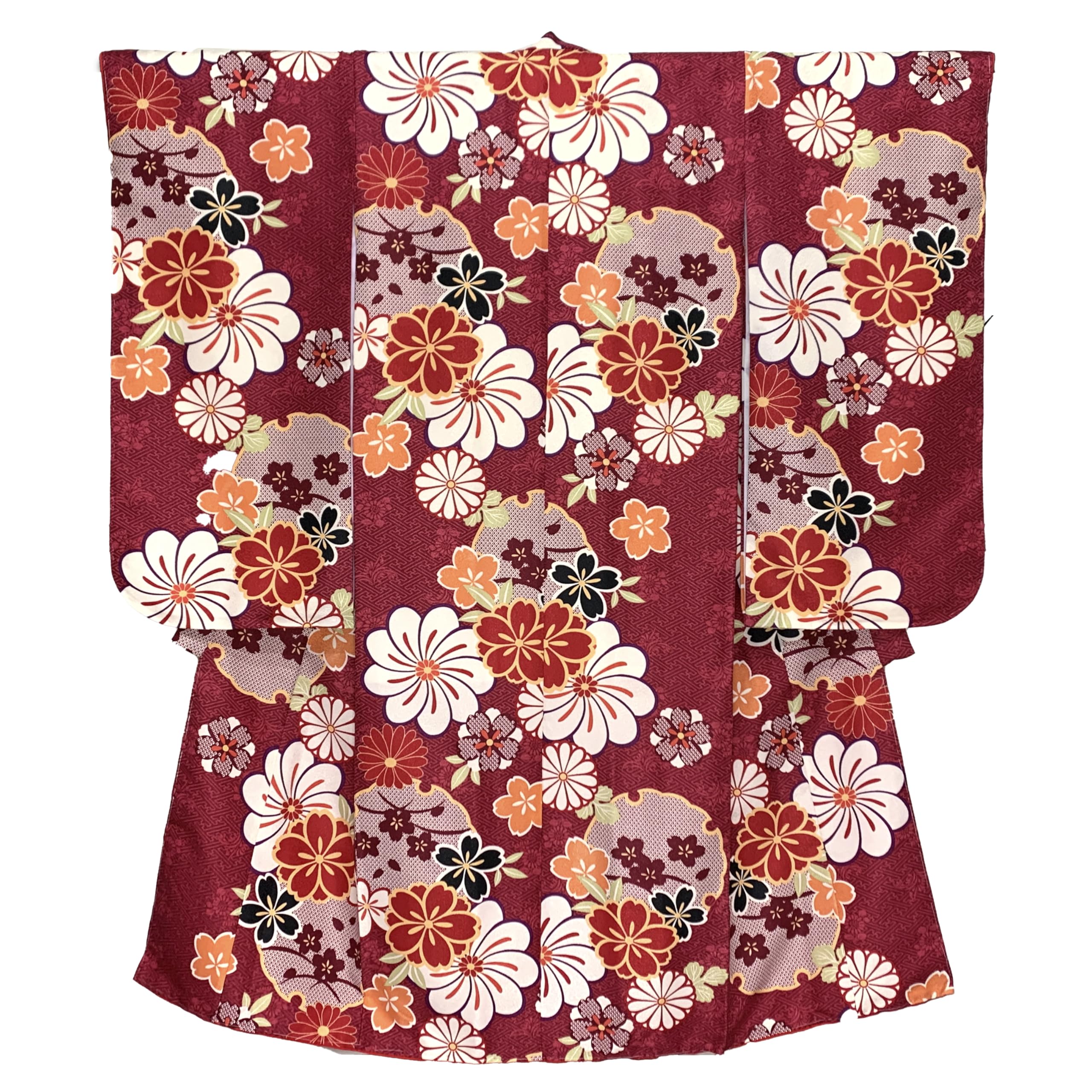 

Muromachi 7 years classic pattern small pattern with synthetic fiber chrysanthemum and snow OYM615 [Kyoto st. ] Shichi-Go-San Kimono, old, girl,