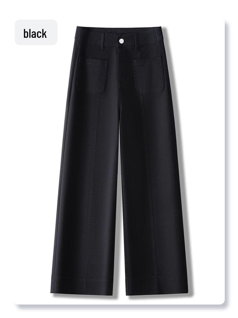 Women's 2025 Spring Black High Waist Straight & Wide Leg Retro Jeans