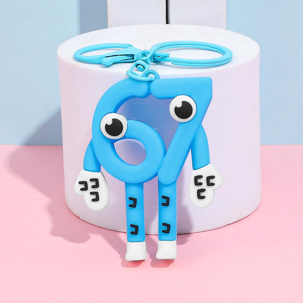 Anime STEAL A BRAINROT Blue 67 sahur Keychain Cute No. 67 Keychain Pendant Game Surrounding Blue No. 67 Toys Birthday Gifts 1pc