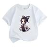 Kids Boys Girls Crew Neck Short Sleeve 100% Cotton T-shirt, Cute Chibi Anime Butterfly Character Printed Casual Soft Tops for Daily Wear for Children