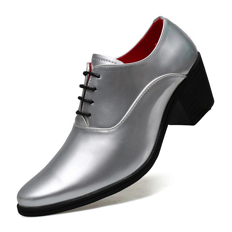 Classic Fashion Golden Men's Dress Shoes Big Size 46 Height-increasing High-heel Shoes Men Ponited Toe Luxury Man Wedding Shoes
