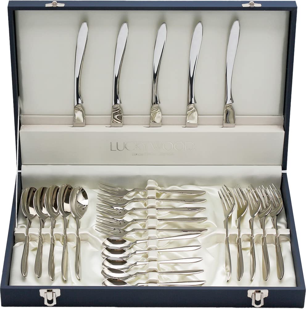 

Lucky Wood Pleco 25-Piece Dinner Set (Serves 5) Silver