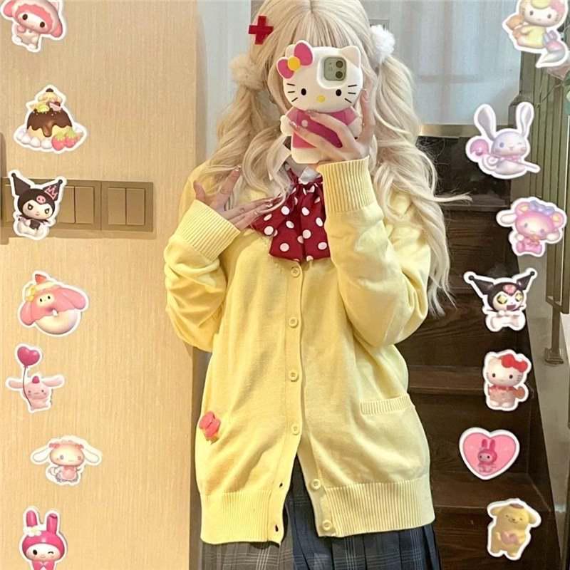 Japanese JK School-Style V-Neck Cardigan - Autumn/Winter Loose Knit Sweater for Women