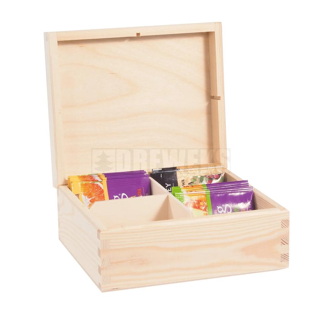 Wooden Tea Box/Container - 4 Compartments