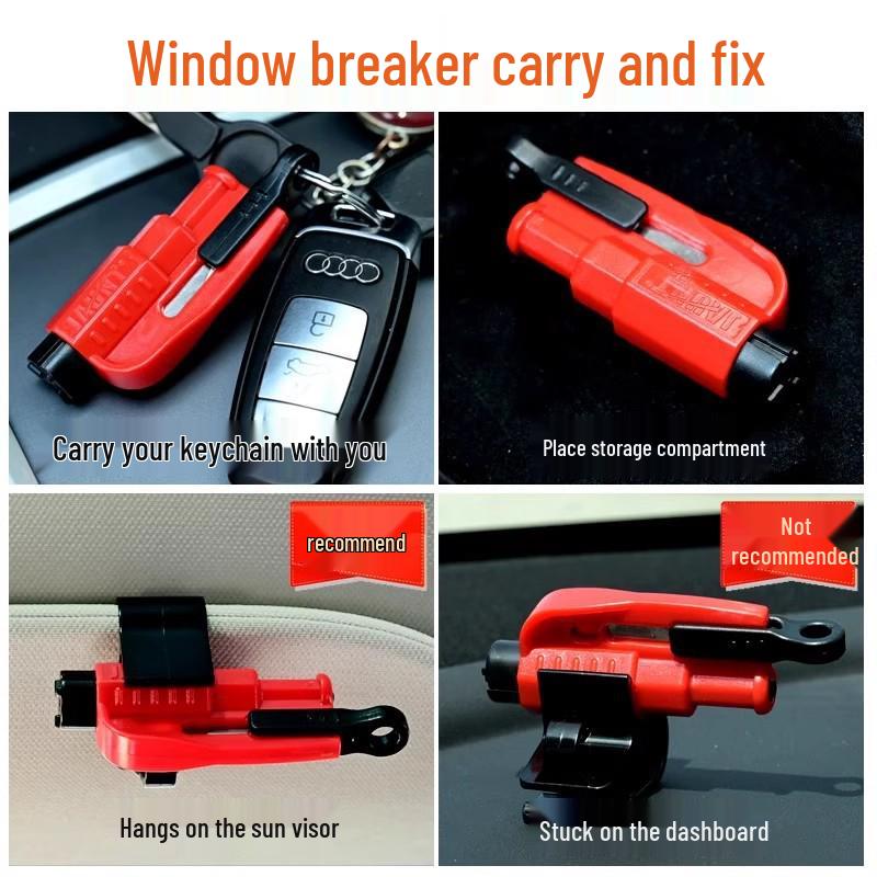 3-in-1 Safety Tool: Whistle, Car Window Breaker, Lifesaving Hammer Keychain