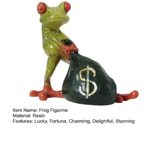 Frog Money Bag Statue Small Resin Frog Sculpture Desk Lucky Frog Ornament for Garden Home Office Workplace Decor