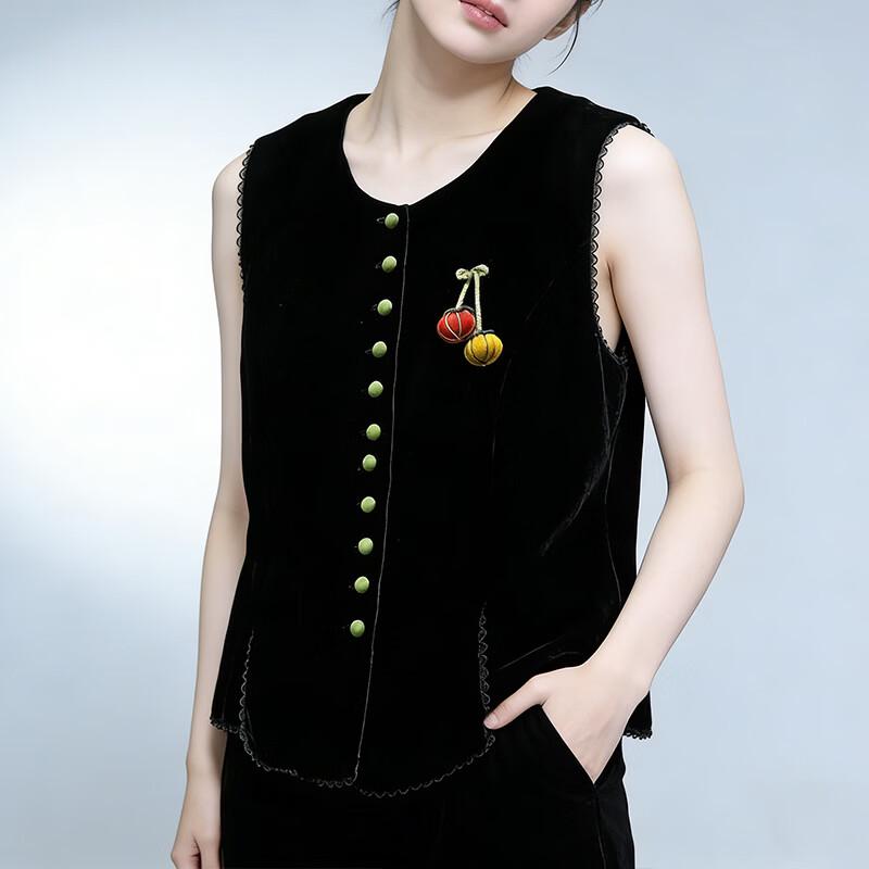 Women s Elegant Mulberry Silk Velvet Vest XXL