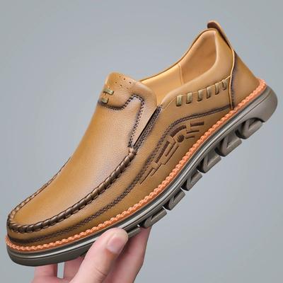 Mens Leather Shoes Slip On Soft Loafers Non Slip Breathable Driving Flats Spring Walking Office Work Shoes Mocassin Homme