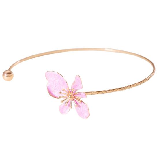 Flower Cuff Choker Enamel Flower Cuff Necklace Elegant Adjustable Wire Choker for Women Parties Holiday Beach Vacation Jewelry