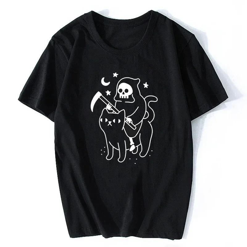 

Graphic T Shirt Summer Streetwear Women Funny Tshirts Women Street Style Retro Funny Horror Skull Harajuku Streetwear Tops Tees S
