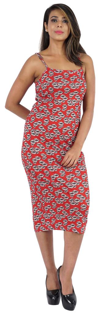 Inkmeso Womens Sexy Spaghetti Strap Dress Printed Bodycon Club Party Midi