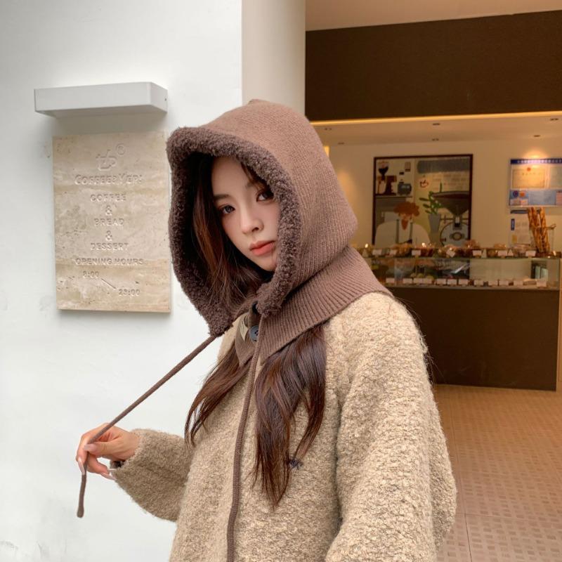 Winter new big head circumference hat women's snow doll high-end sense fluffy warm ear protection hat knitted thick wool hat