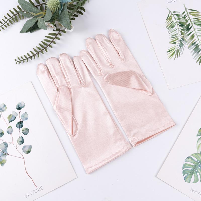 23cm 38cm 55cm Women Imitation Satin Silk Smooth Solid High Elasticity Stage Performance Dinner Etiquette Multicolor Gloves