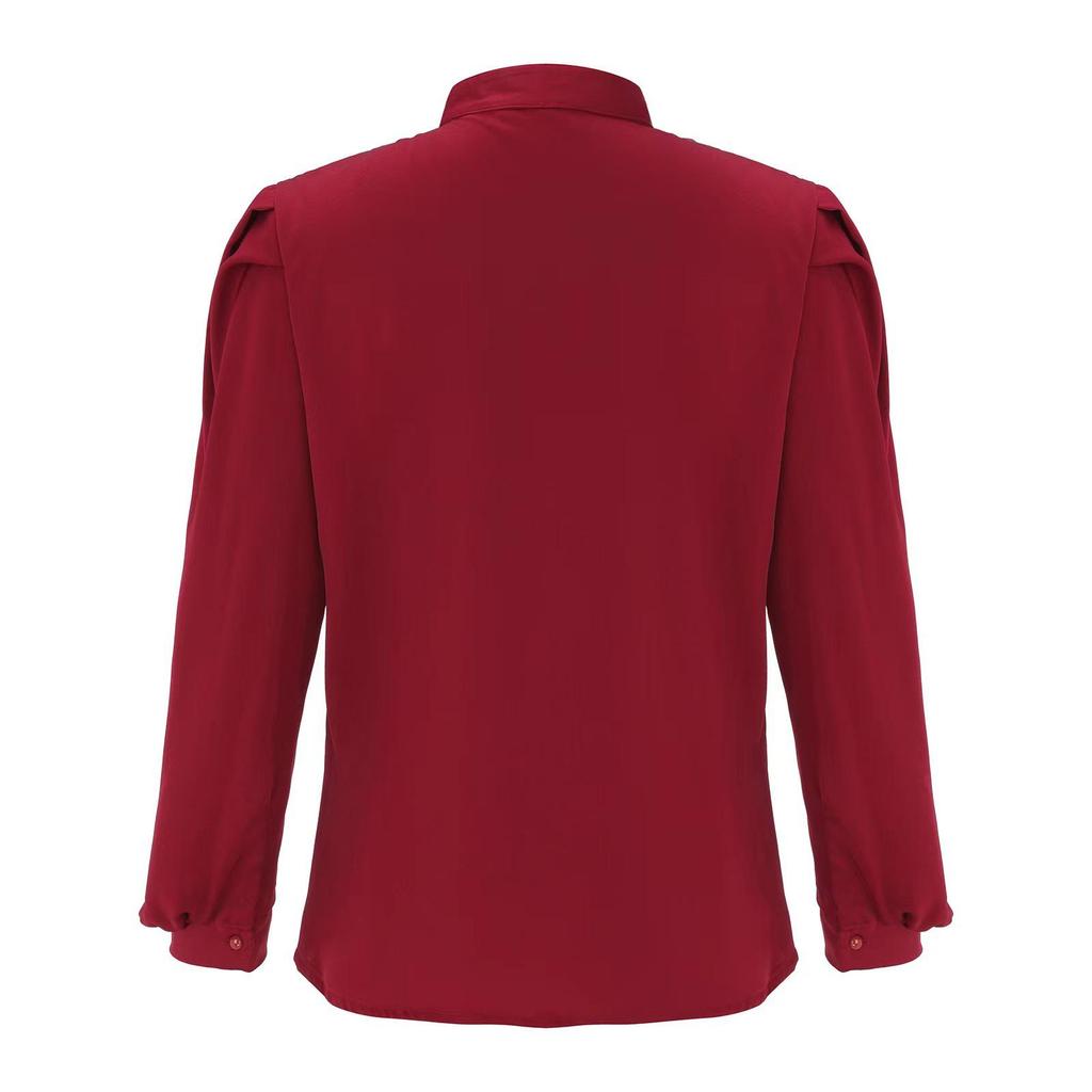 Women's Elegant Solid Color Lapel Shirt - Spring 2024, Long Sleeve, Button-Up, Loose Fit