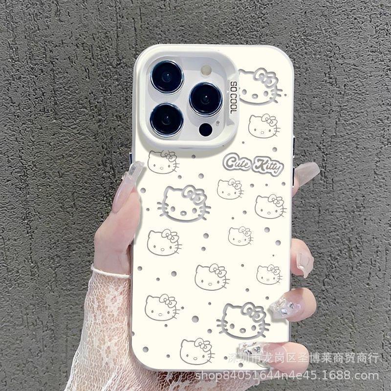 Full screen KT cat applies to Apple 15 colored silver iPhone14Pro creative 11promax matte 16 protective case 17