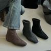 2025 Autumn and Winter Korean Retro Square Head Suede Versatile Inner Height Increase Minimalist Small Square Head Rear Zipper Thin Boots Short Boots