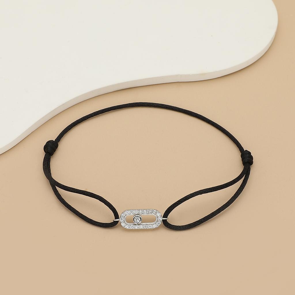 New Simple Fashion Women's Can be moved Round Zircon Rope Bracelet Lace up Chain Adjustable Rope Bracelet jewelry accessory