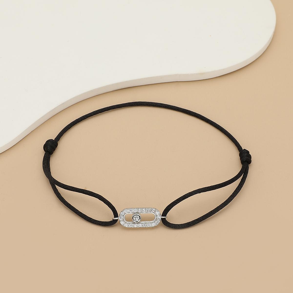 Новый простой модный женский браслет-веревка с цирконом, можно двигать, с завязками, регулируемый браслет-веревка, ювелирный аксессуар Adjustable