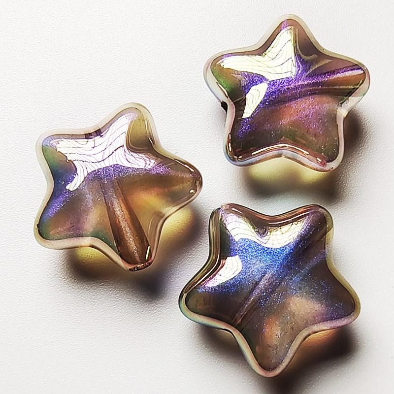 Iridescent Aurora Blue Star Beads for DIY Jewelry