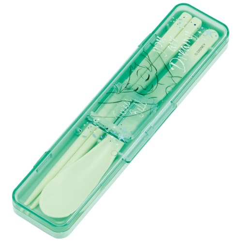 Skater Chopsticks and Spoon Set, Bento Box, Adult, Antibacterial, Combo Set, 18cm, Non-Clinking, Made In Japan, Disney, Peter Pan, Tinker Bell, CCS3SA