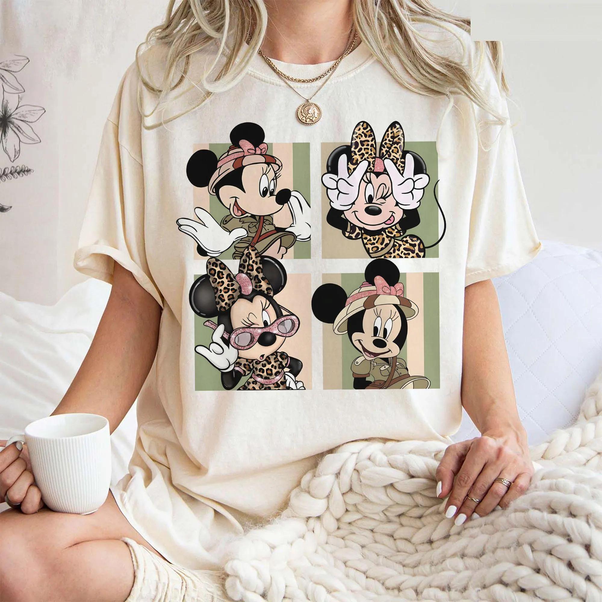 The Latest Hotselling Disney Tshirt Shortsleeved Retro Minnie Hunting Loose Breathable Tshirt Womens Clothing S