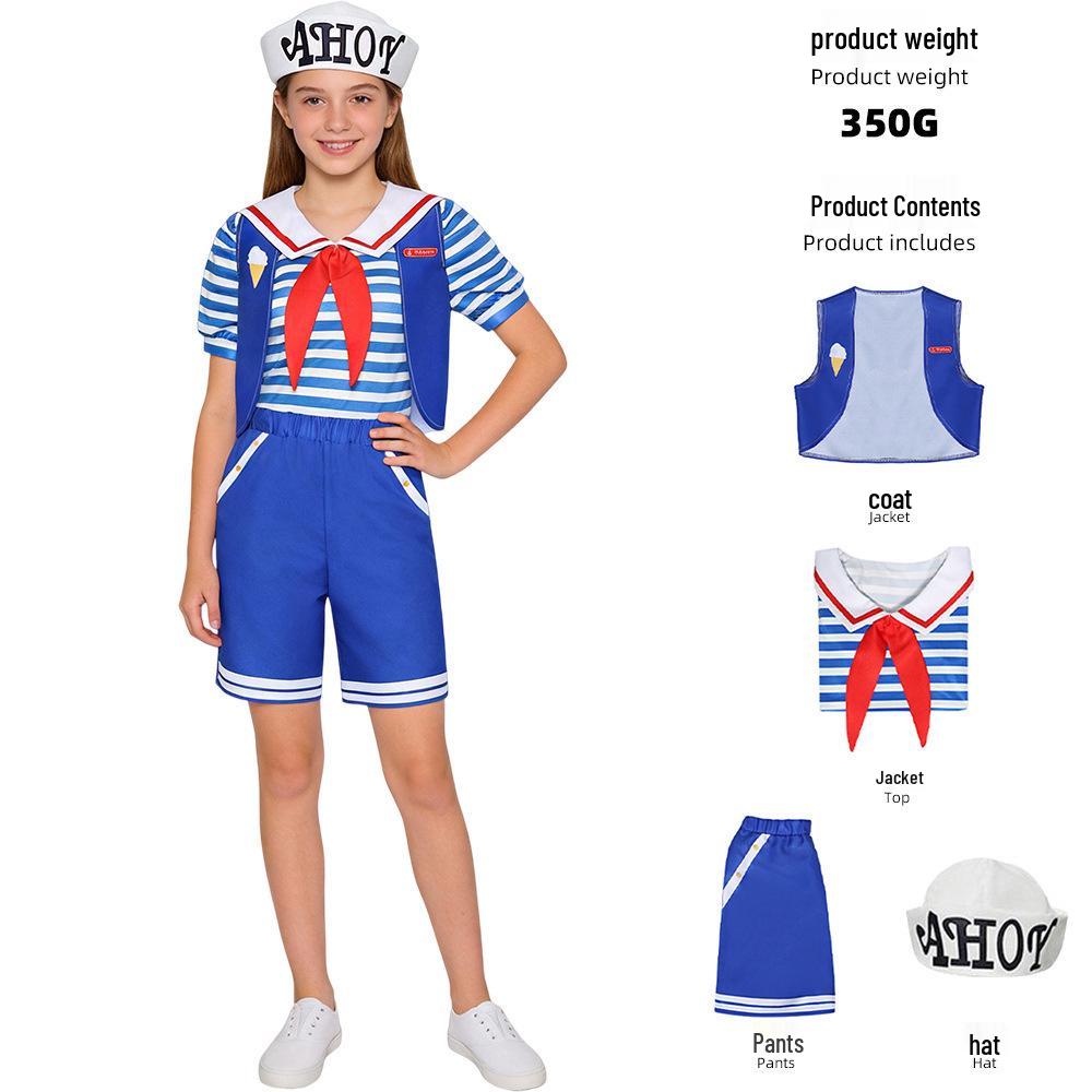 Stranger Things Halloween Cosplay: Man-Eating Flower Ice Cream Clerk Costume for Comic Con and Stage