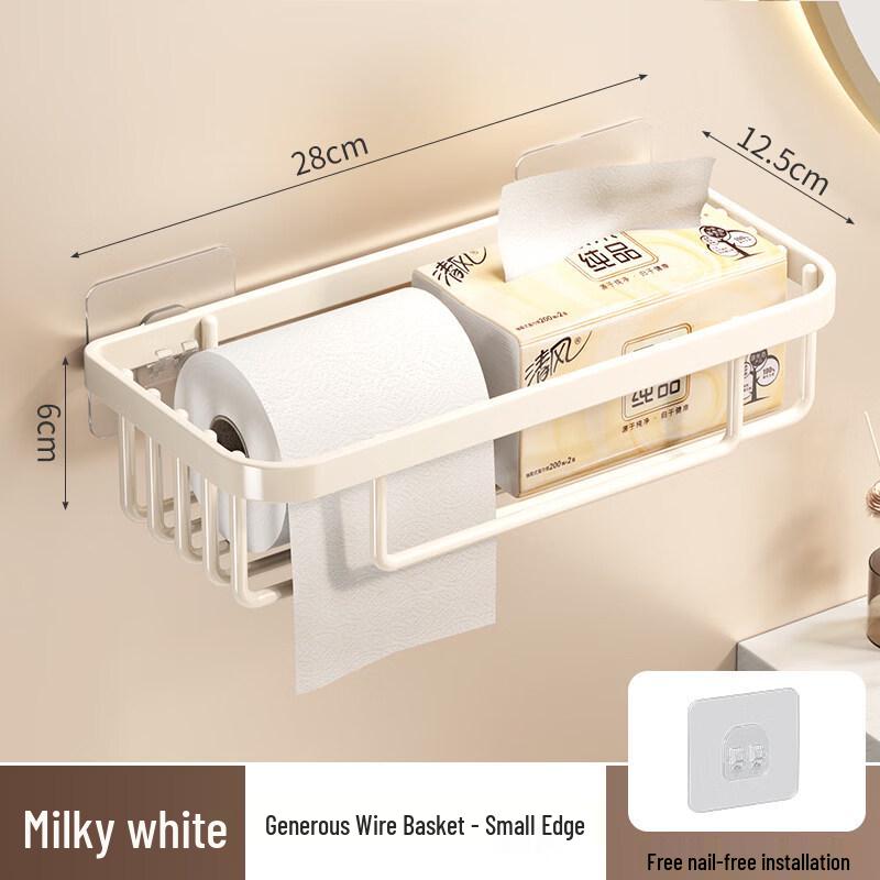 LIEI No-Drill Bathroom Toilet Paper Holder with Storage Shelf