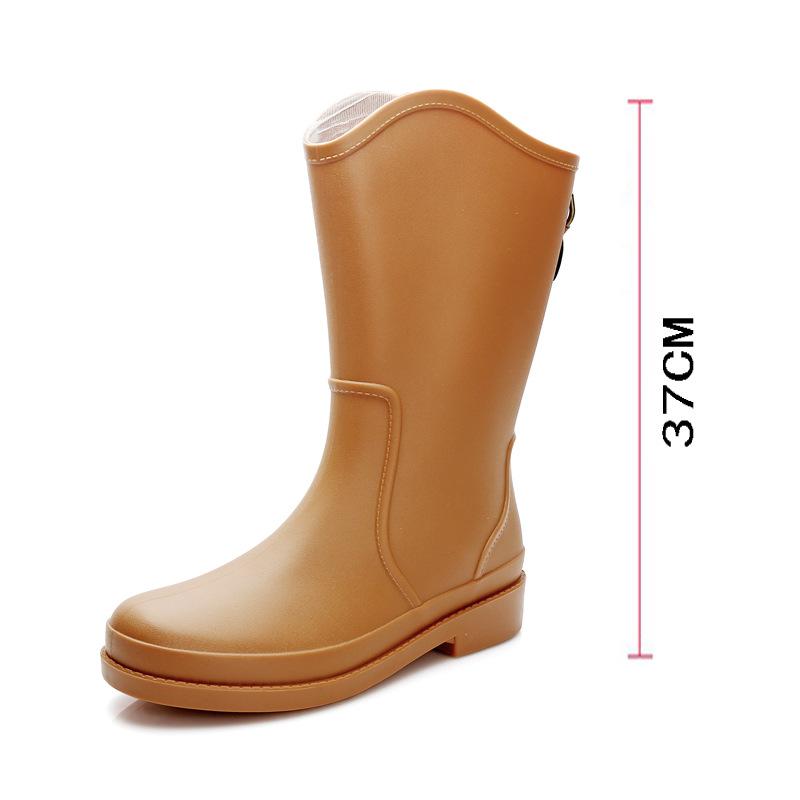 

Высокие трубчатые водные туфли женские водонепроницаемые и нескользящие высокие теплые флисовые носки туфли дождевые туфли модные дождевые сапоги на мягкой подошве резиновые туфли 41 коричневый