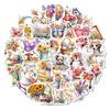 Superior-Grade 50Pcs First-Class Flower Premium-Quality Stickers High-Standard Vintage Superior-Grade Rose Top-Grade Floral First-Class Scrapbooking