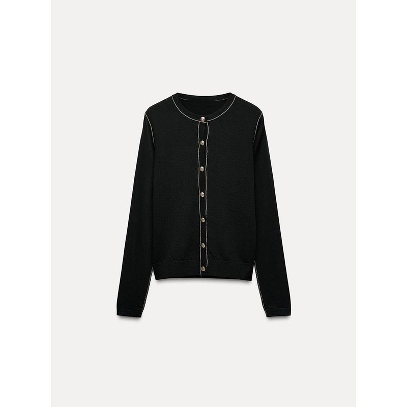 Za2024 Autumn New Women's Clothing Silm Slimming Contrast Color Trim Long Sleeves Round Neck Plain Stitch Outwear 3390101