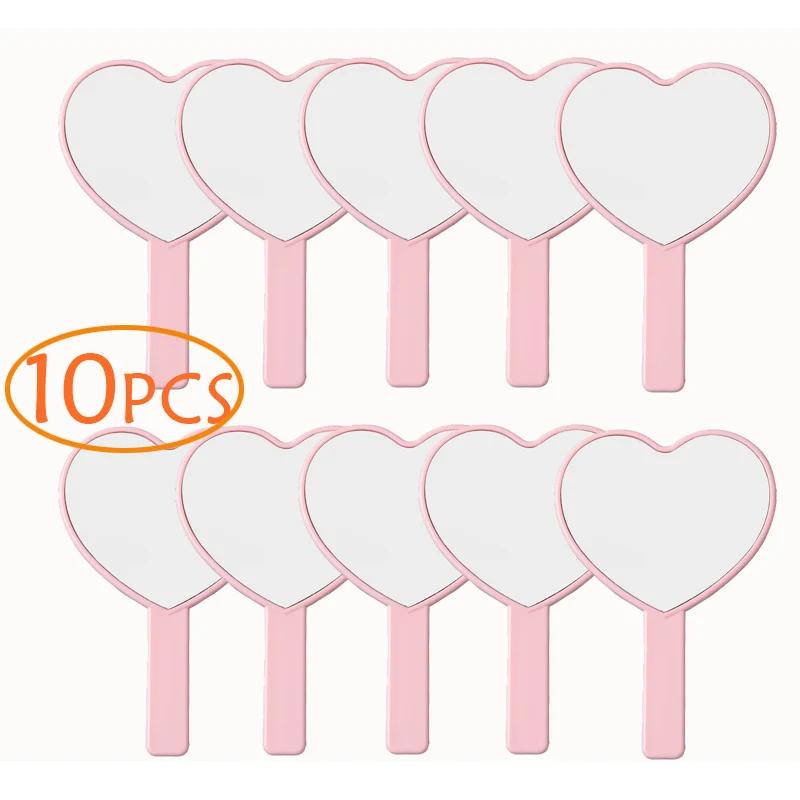 10/5 Pcs Small Pocket Love Makeup Mirror As Party Gift Heart-shaped Handheld Mirror Mini Gift for Ladies Princesses Party