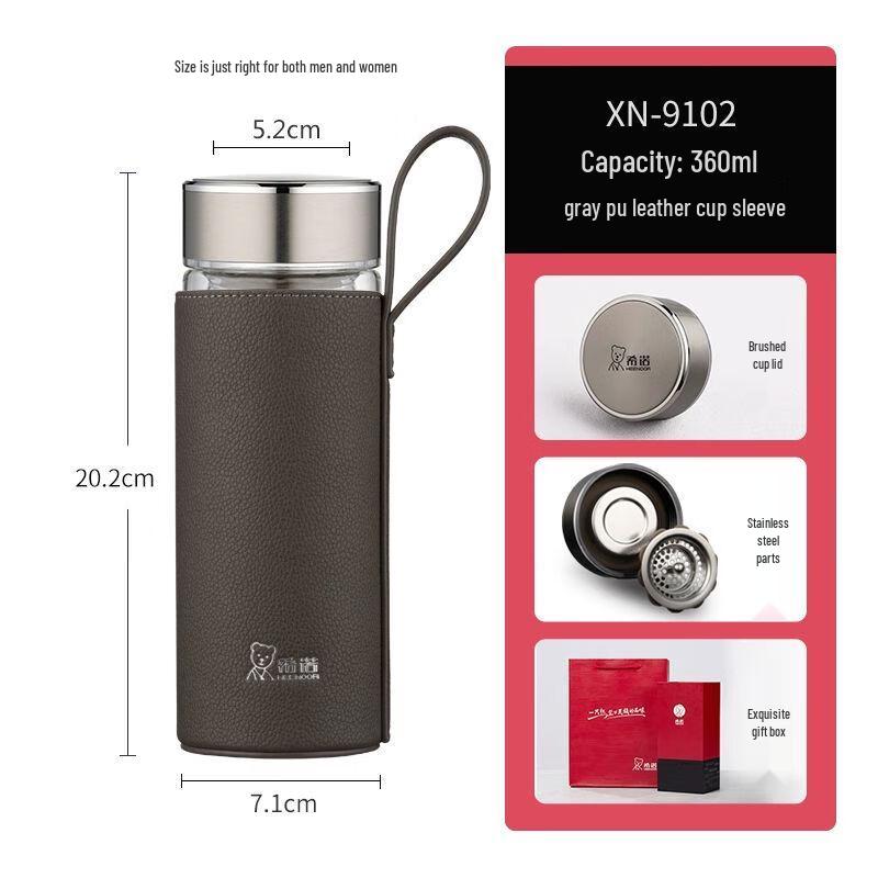 Xino Insulated Double-Layer Glass Mug with Tea Infuser