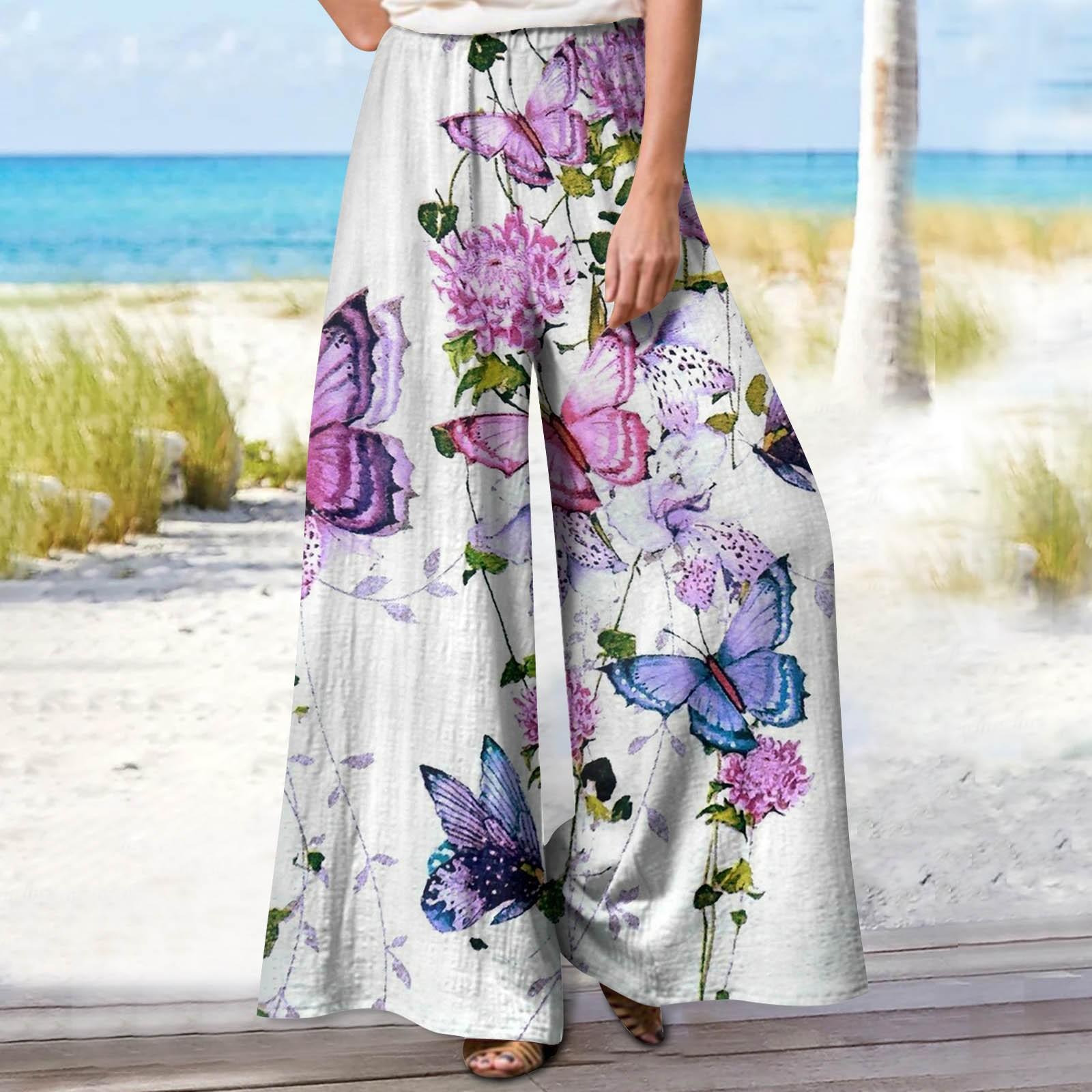 

Женские летние свободные повседневные широкие брюки с эластичной резинкой на талии и брюками XXXXXL фиолетовый