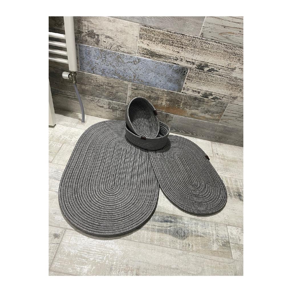 Iuta, răchită, set covoraș de baie, set coș de baie, set covoraș