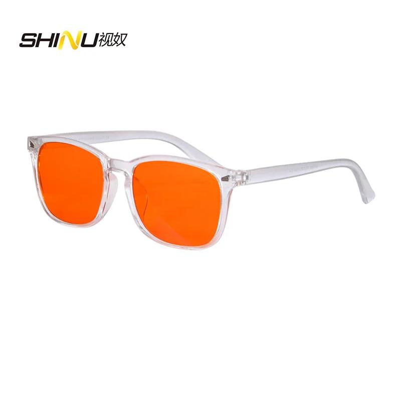 Orangefarbene Anti-Müdigkeits-Brille für Damen und Herren, Computer-Gaming oder lange Arbeitszeit, Rote Linse, 100% Blaulicht-Blocker Brille
