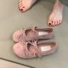 Soft-soled version~ Gentle fairy wind shallow mouth temperament Mary Jane shoes women's bow round head suede flat-soled small single shoes