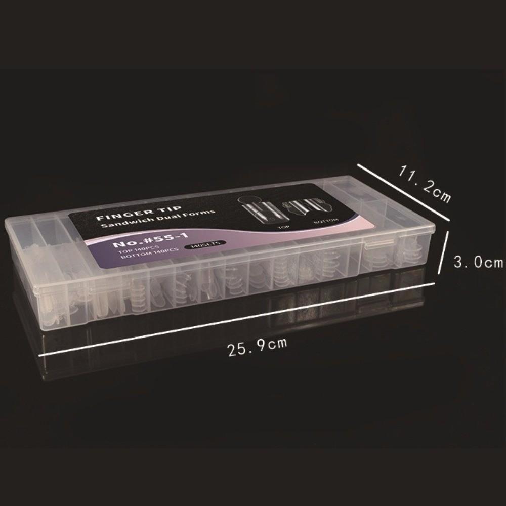 280pcs 14 Sizes Sandwich Dual Nail Forms Square Oval Acrylic Nail Extension  for Manicure Tools