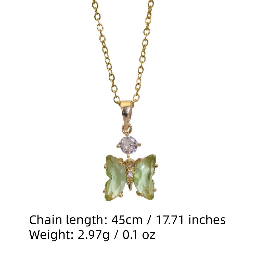 Fashion Artificial Crystal Butterfly Pendant Necklaces for Women Zirconia Necklace Wedding Party Jewelry Accessories