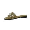 Silver small lock flat shoes 2025 new open-toe slippers holiday fashion wear French sandals