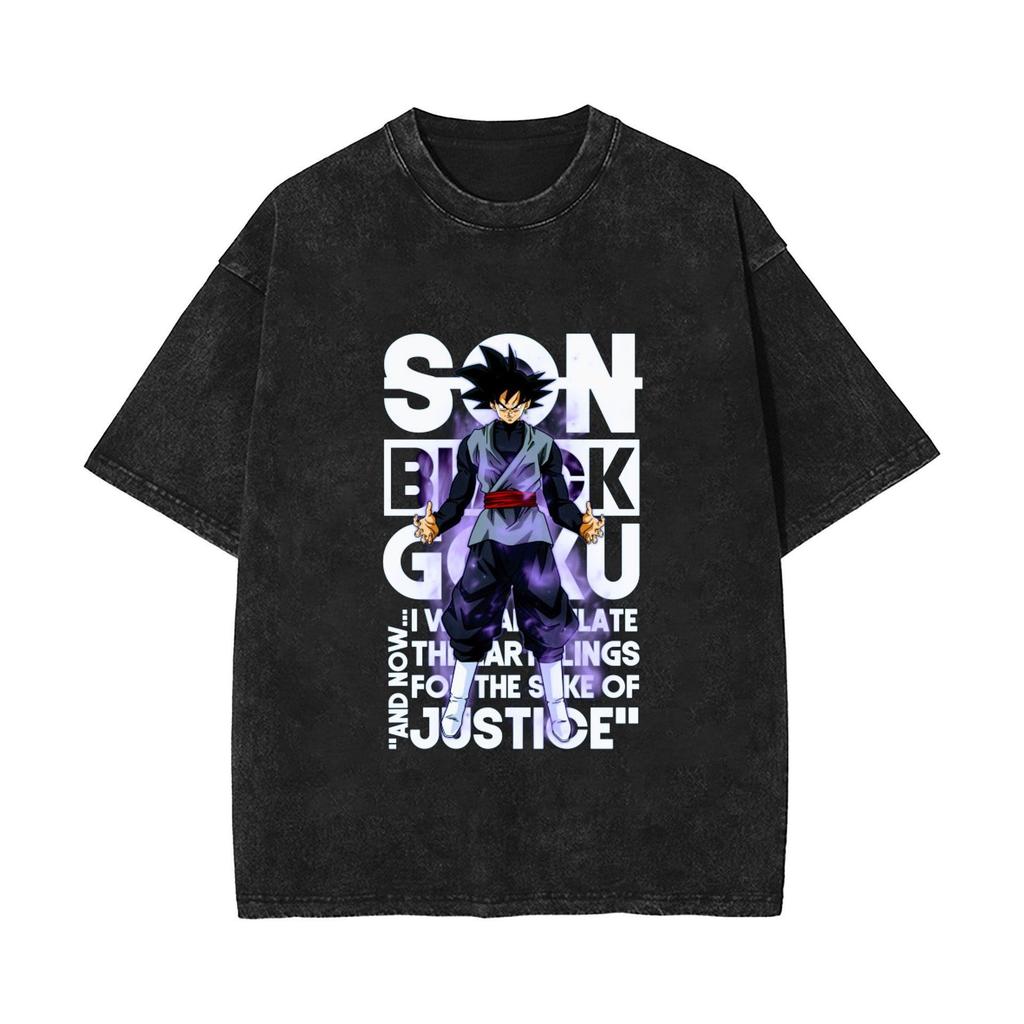 Trending Dragon Ball Goku Super Saiyan Vintage Washed Cotton Oversized T Shirt Unisex Casual Anime Print Tee for Men Women
